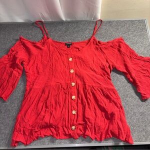 Torrid Red Crepe Off The Shoulders Top Size 2